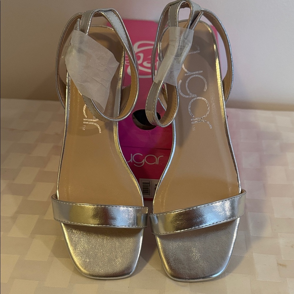 Brand new ladies ankle strap, low heel sandal